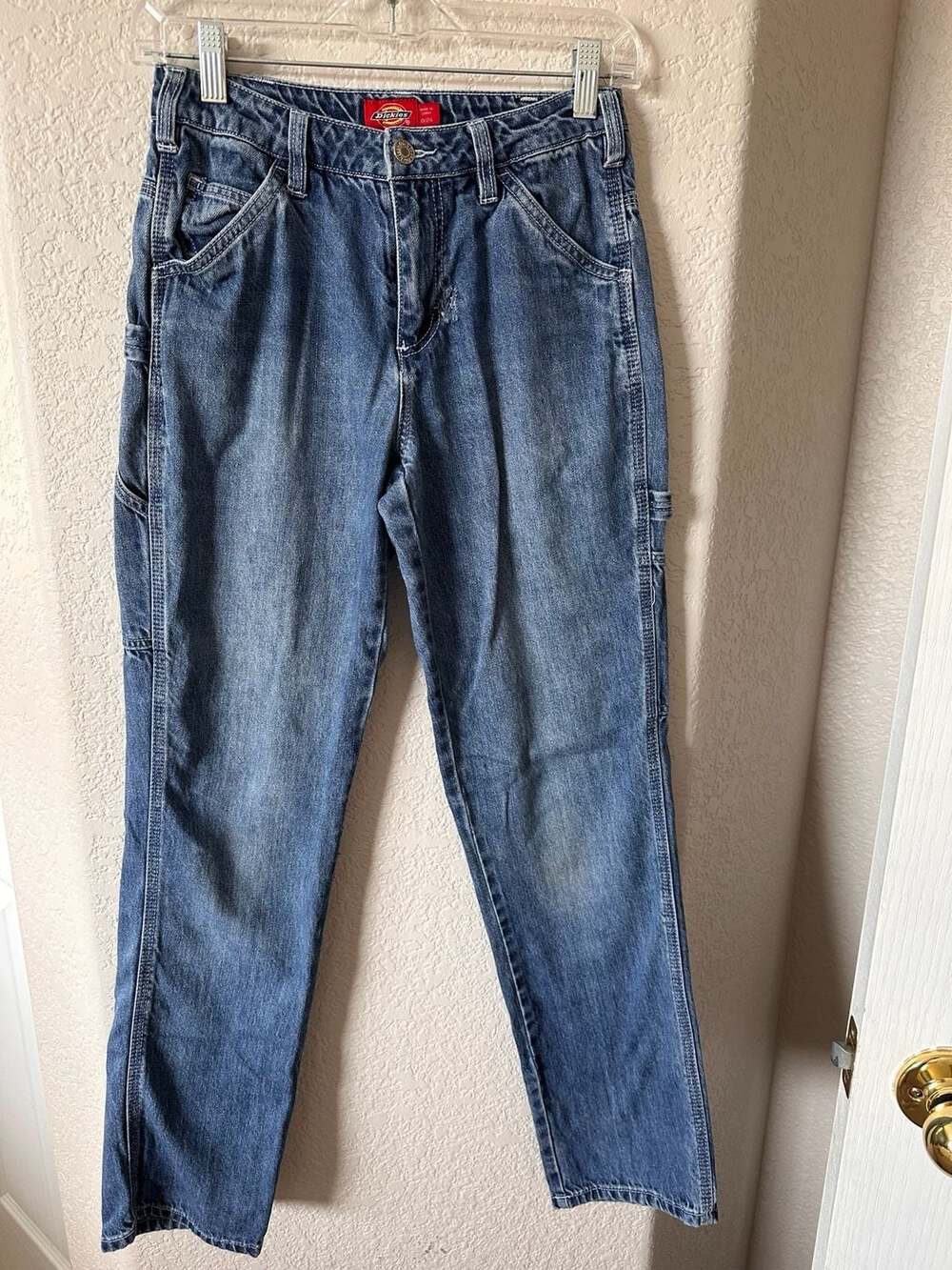 Dickies Girl Vintage Style Carpenter Jeans Mid Wash Denim Utility Pants